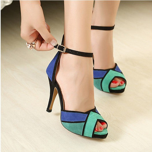 Fashion Womens Shoes Peep-toe Pumps Sexy Super High Heels Vogue Ankle Strap Shoes ORANGE BLUE 0-Dollar Bargains Online Shopping Australia