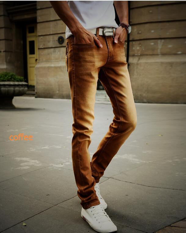 Men's Straight Elastic Waist Skinny Jeans Mid Waist Men's Slim Fit Jean Casual Pants 28-38 Size - CelebritystyleFashion.com.au online clothing shop australia