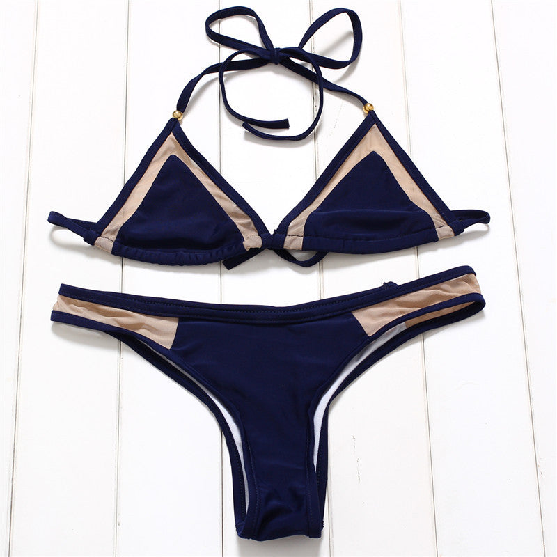 Bikini Set Splicing Push Up Swimsuit Brazilian Women Biquini Swimwear Mesh Bathing Suits Maillot de Bain-Dollar Bargains Online Shopping Australia