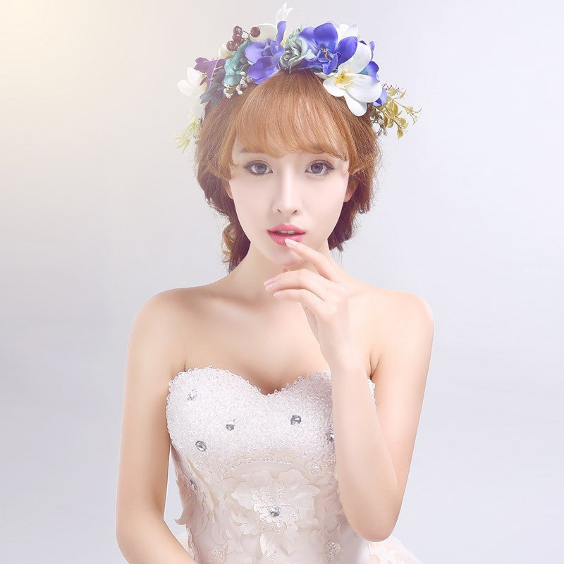 New Women Wedding Rose Flower Wreath headband Kids Party Floral garlands Ribbon Adjustable flower crown Hair Accessories - CelebritystyleFashion.com.au online clothing shop australia