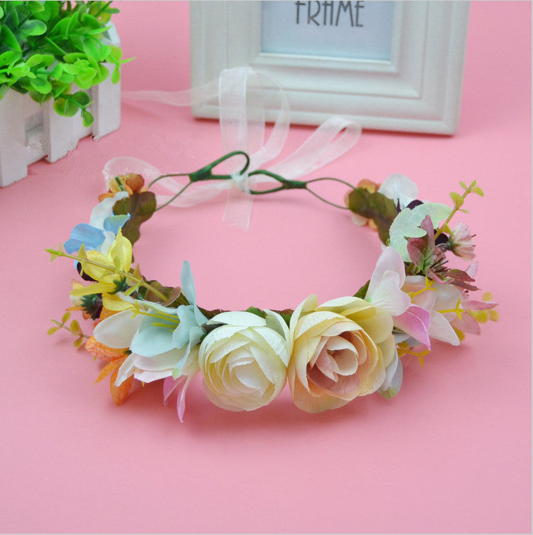 New Women Wedding Rose Flower Wreath headband Kids Party Floral garlands Ribbon Adjustable flower crown Hair Accessories - CelebritystyleFashion.com.au online clothing shop australia