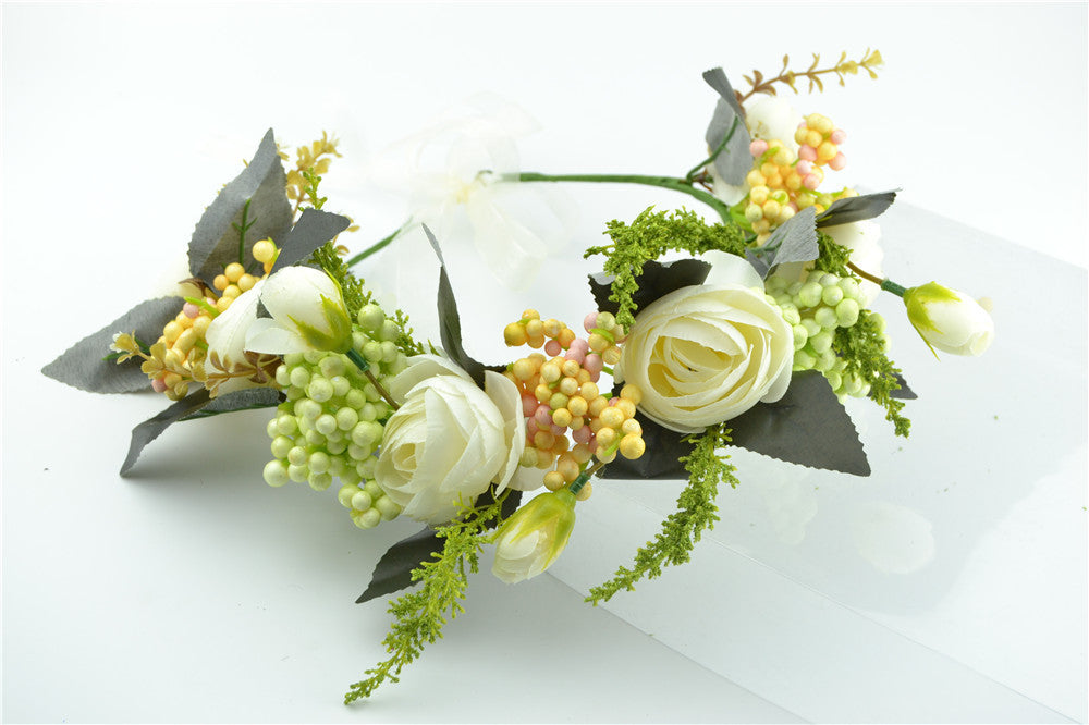 New Women Wedding Rose Flower Wreath headband Kids Party Floral garlands Ribbon Adjustable flower crown Hair Accessories - CelebritystyleFashion.com.au online clothing shop australia