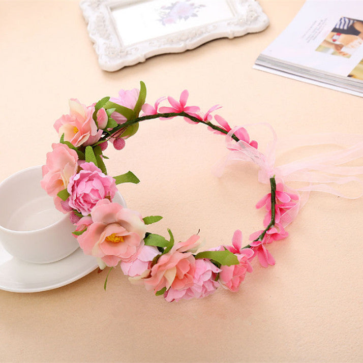 New Women Wedding Rose Flower Wreath headband Kids Party Floral garlands Ribbon Adjustable flower crown Hair Accessories - CelebritystyleFashion.com.au online clothing shop australia