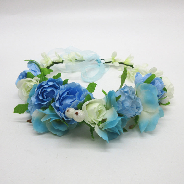 New Women Wedding Rose Flower Wreath headband Kids Party Floral garlands Ribbon Adjustable flower crown Hair Accessories - CelebritystyleFashion.com.au online clothing shop australia