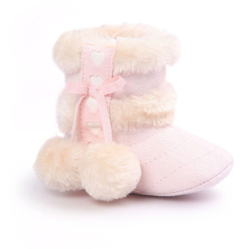 Cute Ball Winter Boots Fashion Soft Bottom Baby Moccasin Baby First Walkers Baby Warm Boots Non-slip Boots for Baby Girls - CelebritystyleFashion.com.au online clothing shop australia