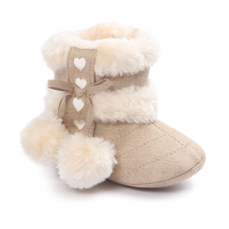 Cute Ball Winter Boots Fashion Soft Bottom Baby Moccasin Baby First Walkers Baby Warm Boots Non-slip Boots for Baby Girls - CelebritystyleFashion.com.au online clothing shop australia