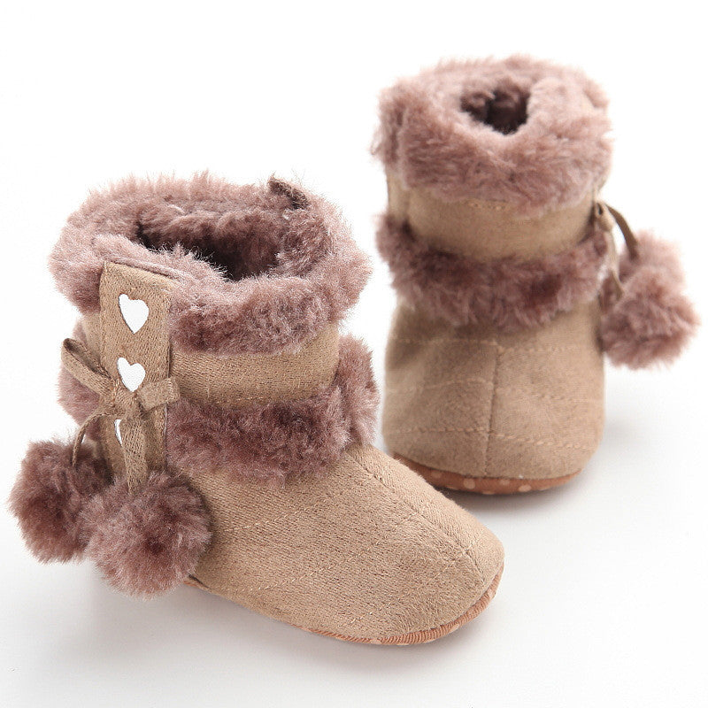 Cute Ball Winter Boots Fashion Soft Bottom Baby Moccasin Baby First Walkers Baby Warm Boots Non-slip Boots for Baby Girls - CelebritystyleFashion.com.au online clothing shop australia