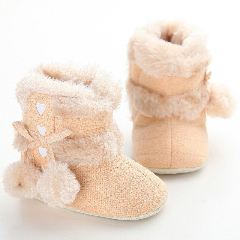 Cute Ball Winter Boots Fashion Soft Bottom Baby Moccasin Baby First Walkers Baby Warm Boots Non-slip Boots for Baby Girls - CelebritystyleFashion.com.au online clothing shop australia