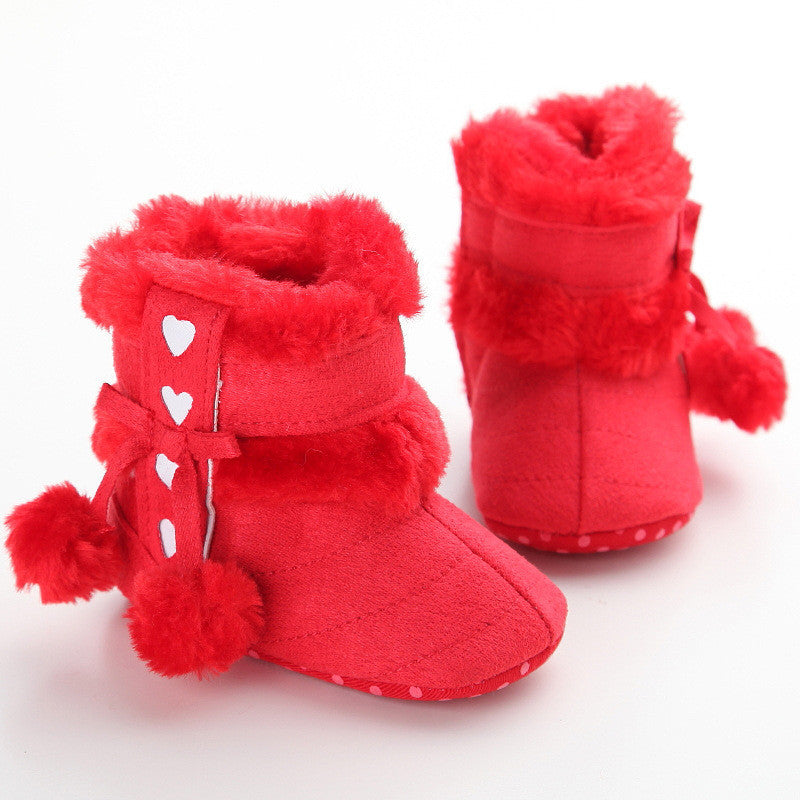 Cute Ball Winter Boots Fashion Soft Bottom Baby Moccasin Baby First Walkers Baby Warm Boots Non-slip Boots for Baby Girls - CelebritystyleFashion.com.au online clothing shop australia