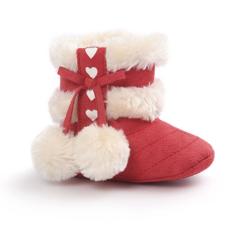 Cute Ball Winter Boots Fashion Soft Bottom Baby Moccasin Baby First Walkers Baby Warm Boots Non-slip Boots for Baby Girls - CelebritystyleFashion.com.au online clothing shop australia