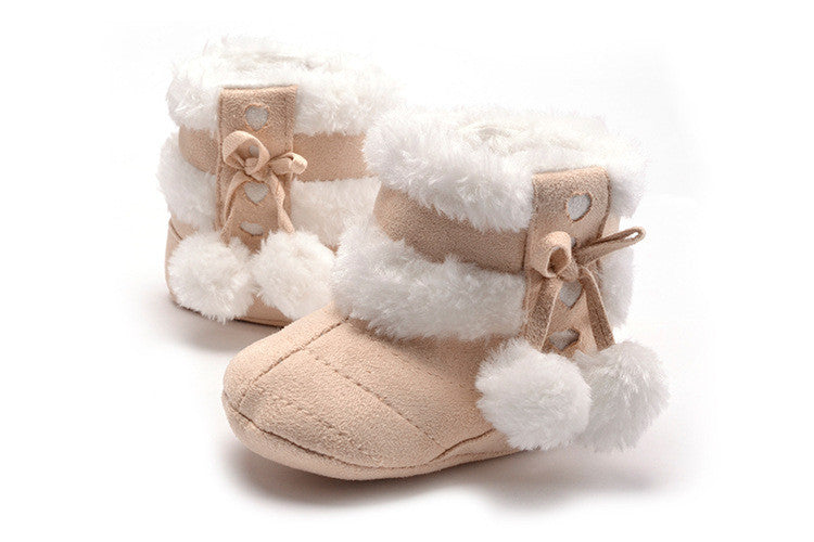 Cute Ball Winter Boots Fashion Soft Bottom Baby Moccasin Baby First Walkers Baby Warm Boots Non-slip Boots for Baby Girls - CelebritystyleFashion.com.au online clothing shop australia