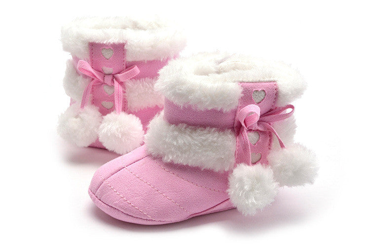 Cute Ball Winter Boots Fashion Soft Bottom Baby Moccasin Baby First Walkers Baby Warm Boots Non-slip Boots for Baby Girls - CelebritystyleFashion.com.au online clothing shop australia