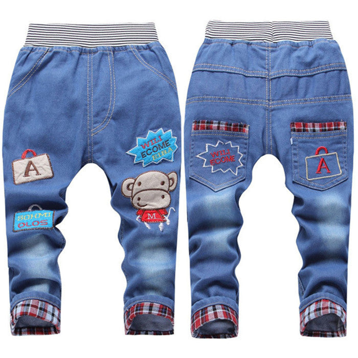 Kids Jeans Elastic Waist Straight Cartoon Jeans Denim Long Pant Retail Boy Jeans 12 Types WB114 - CelebritystyleFashion.com.au online clothing shop australia