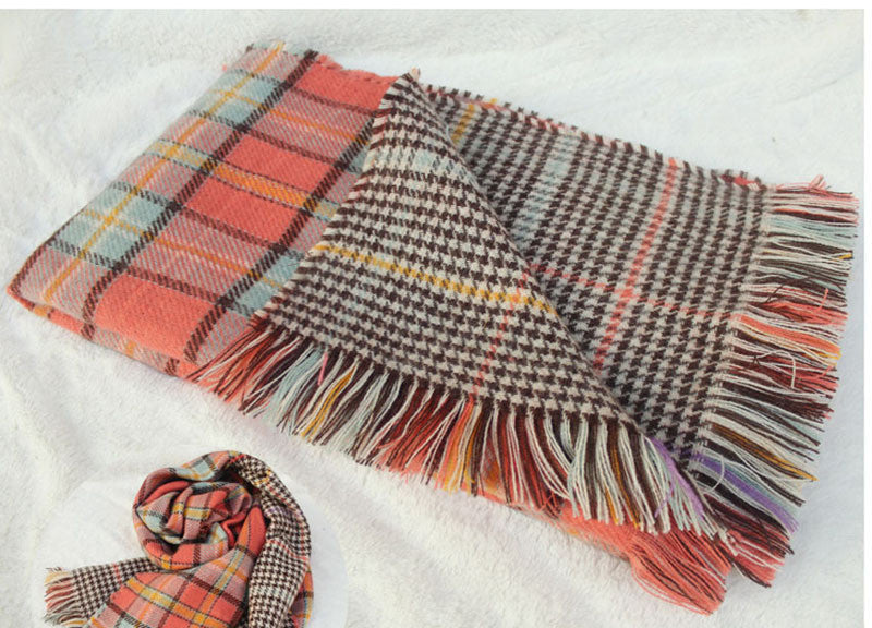Ladies Scarf Fashion Houndstooth Winter Warm Plaid Double Side Thick Long Shawl Echarpe Pashmina Cape Women Scarves 1WJ3110 - CelebritystyleFashion.com.au online clothing shop australia