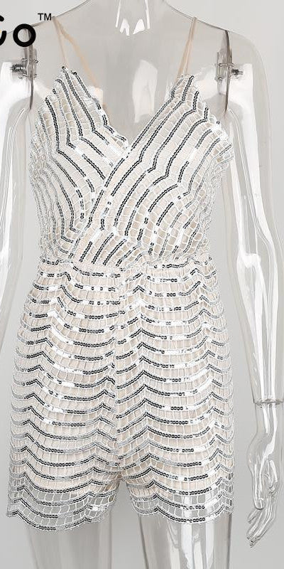 Sexy sequin backless jumpsuit rompers women Adjustable strap evening party overalls Fashion club short playsuit leotard-Dollar Bargains Online Shopping Australia