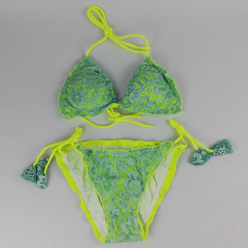 Sexy Lace Floral Mesh Hollow Out Women Bikini Cut Bikinis Retro Swimwear Brazilian Biquinis Strap Bandage Swimsuits - CelebritystyleFashion.com.au online clothing shop australia