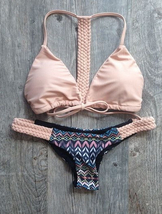 Sexy Lace Floral Mesh Hollow Out Women Bikini Cut Bikinis Retro Swimwear Brazilian Biquinis Strap Bandage Swimsuits - CelebritystyleFashion.com.au online clothing shop australia