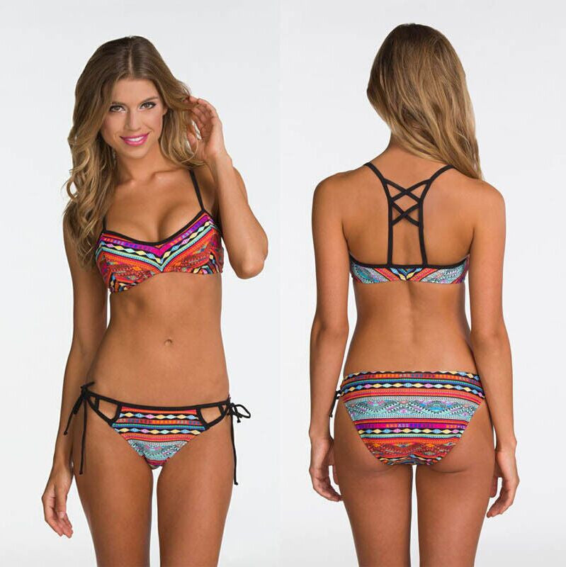 Sexy Lace Floral Mesh Hollow Out Women Bikini Cut Bikinis Retro Swimwear Brazilian Biquinis Strap Bandage Swimsuits - CelebritystyleFashion.com.au online clothing shop australia