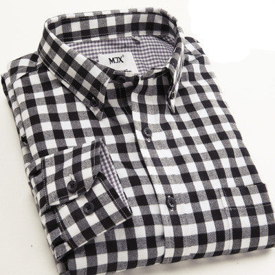 New Fashion Fall Winter Men Casual Plaid Shirt Long Sleeve Slim Fit Flannel Man Clothes Mens Shirts (Many Colors Available) - CelebritystyleFashion.com.au online clothing shop australia