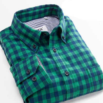 New Fashion Fall Winter Men Casual Plaid Shirt Long Sleeve Slim Fit Flannel Man Clothes Mens Shirts (Many Colors Available) - CelebritystyleFashion.com.au online clothing shop australia