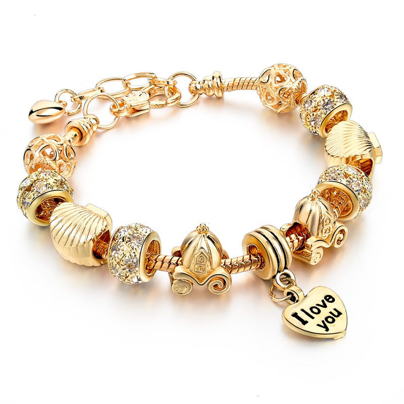 Selling Heart Charm Bracelets & Bangles Gold Bracelets For Women DIY Pulsera Famous Brand Jewellery SBR150074 - CelebritystyleFashion.com.au online clothing shop australia