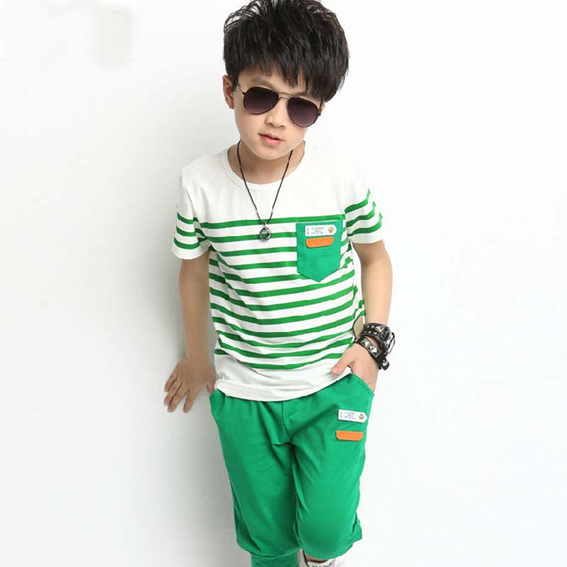 kids sets chidren summer sport stripe suits boy spring cotton suit baby child short shirt short pants 2pcs sets YF-130 - CelebritystyleFashion.com.au online clothing shop australia
