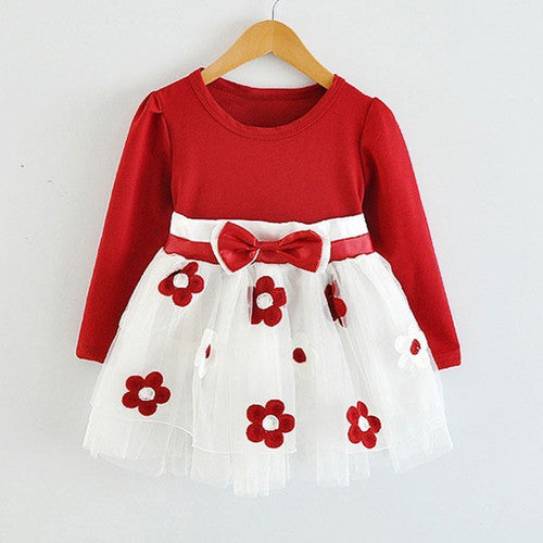 Infant Baby Girls Long Sleeve Flower Lace Tutu Dresses Kids Cute 1 Year Birthday Wedding Party Dress Z1 - CelebritystyleFashion.com.au online clothing shop australia