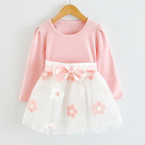 Infant Baby Girls Long Sleeve Flower Lace Tutu Dresses Kids Cute 1 Year Birthday Wedding Party Dress Z1 - CelebritystyleFashion.com.au online clothing shop australia