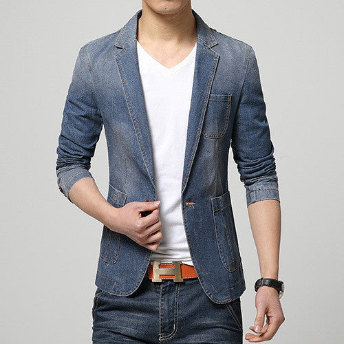 Spring Fashion Brand Men Blazer Men Trend Jeans Suits Casual Suit Jean Jacket Men Slim Fit Denim Jacket Suit Men - CelebritystyleFashion.com.au online clothing shop australia