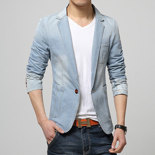 Spring Fashion Brand Men Blazer Men Trend Jeans Suits Casual Suit Jean Jacket Men Slim Fit Denim Jacket Suit Men - CelebritystyleFashion.com.au online clothing shop australia