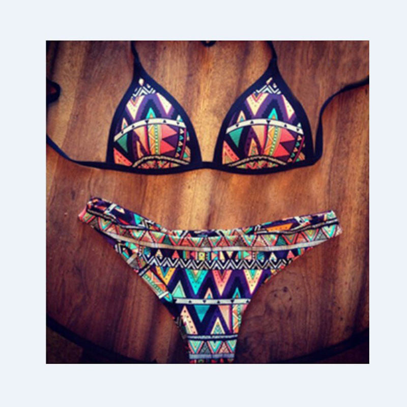 Bikini Set Floral Print Women Geometric Bikini Beachwear Swimwear Low Waist Monokini Swimsuit Bathing Suit Push Up Swimwear - CelebritystyleFashion.com.au online clothing shop australia