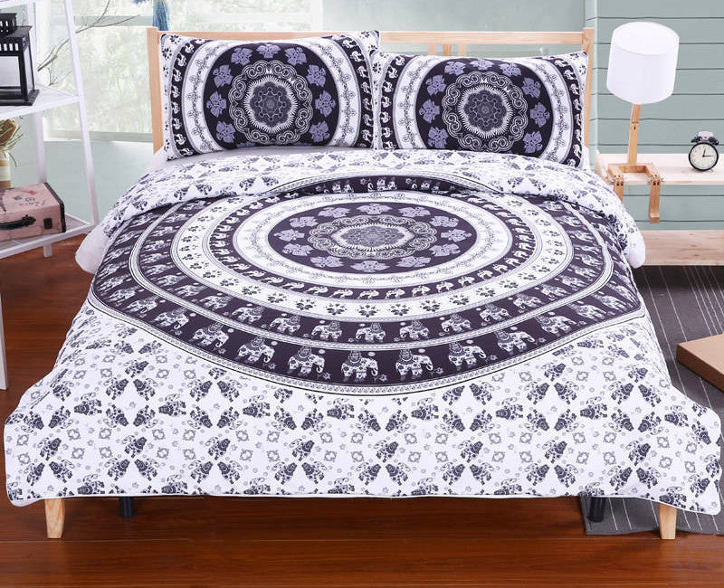 BeddingOutlet Boho Bedding Set Elephant Tree Black Printed Bohemia Duvet Cover Bedspread Twin Full Queen King Cal-King Factory-Dollar Bargains Online Shopping Australia