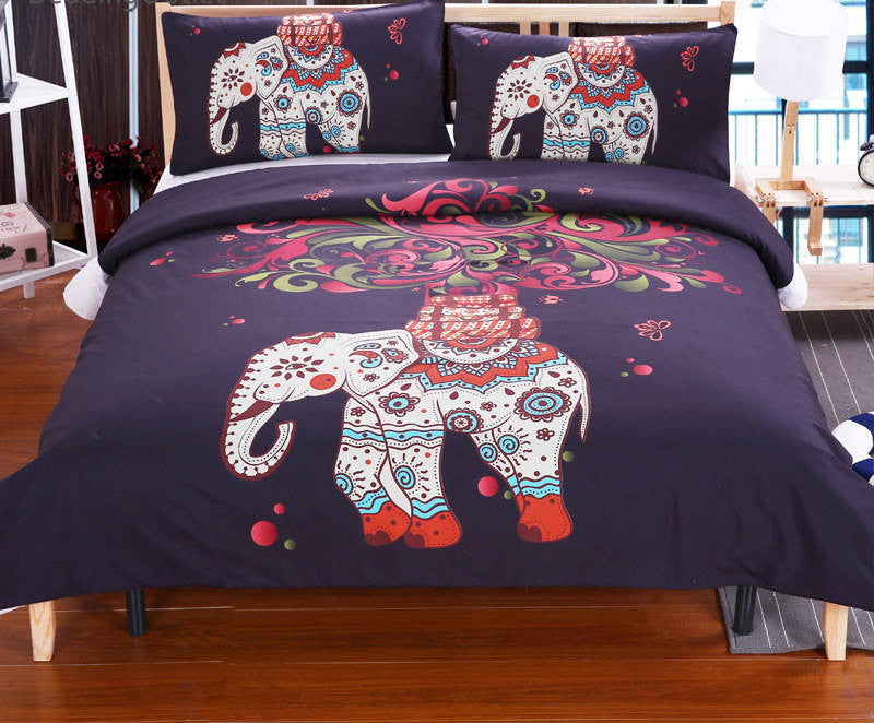 BeddingOutlet Boho Bedding Set Elephant Tree Black Printed Bohemia Duvet Cover Bedspread Twin Full Queen King Cal-King Factory-Dollar Bargains Online Shopping Australia