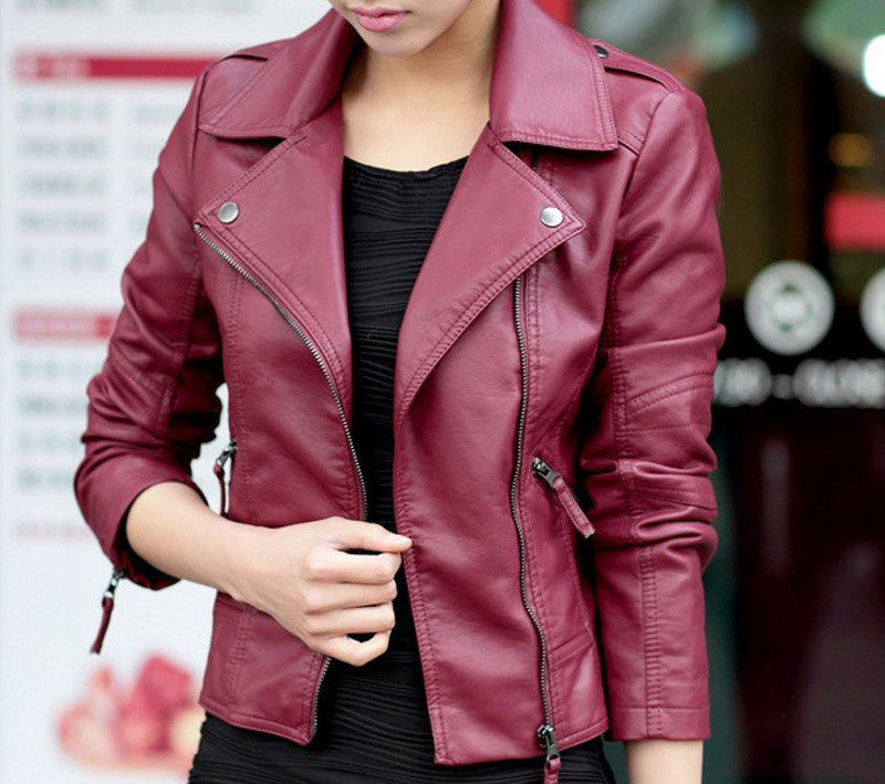 Spring Autumn Women Jacket Black Fashion Slim S-3XL PU Leather Motorcycle Short Outwear Jaqueta Feminina Damen Jacket-Dollar Bargains Online Shopping Australia