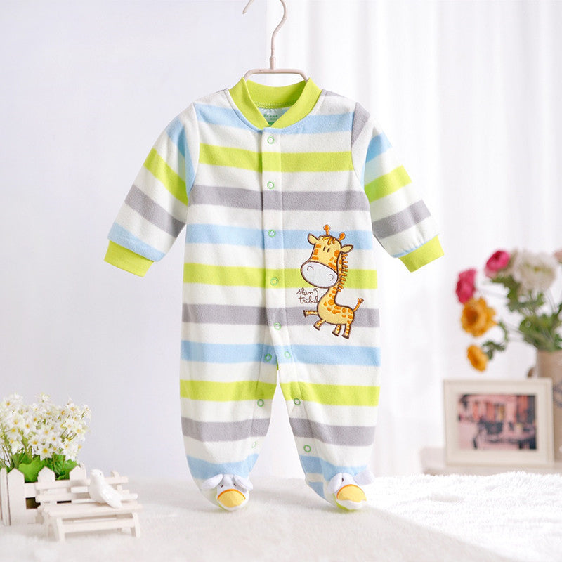 0-12M Baby Boy Rompers Blue Star Horse Baby Rompers Long Sleeves O-Neck Fleece Giraffe Baby Clothing Character Pattern V20 - CelebritystyleFashion.com.au online clothing shop australia