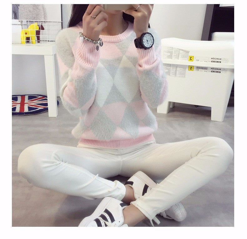 Female Pullovers Winter Sweater Fashion Women Spring Autumn Pullover Long Sleeve Plaid Casual Ladies Sweaters - CelebritystyleFashion.com.au online clothing shop australia