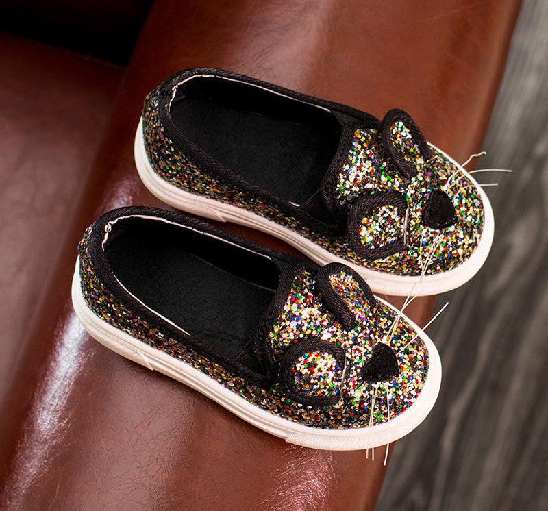 New arrive Fashion Baby Kids Sequins Cartoon Mouse Casual Shoes For Girls Chlidren Footwear size 21-30 Flats bling shoes - CelebritystyleFashion.com.au online clothing shop australia