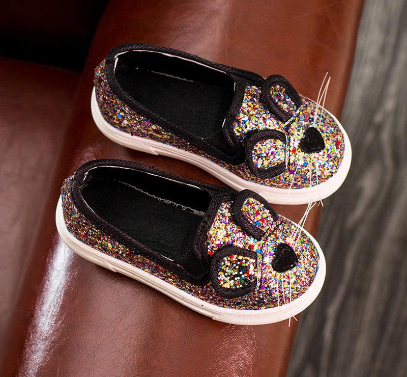 New arrive Fashion Baby Kids Sequins Cartoon Mouse Casual Shoes For Girls Chlidren Footwear size 21-30 Flats bling shoes - CelebritystyleFashion.com.au online clothing shop australia