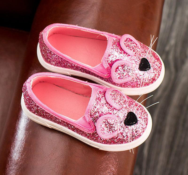 New arrive Fashion Baby Kids Sequins Cartoon Mouse Casual Shoes For Girls Chlidren Footwear size 21-30 Flats bling shoes - CelebritystyleFashion.com.au online clothing shop australia