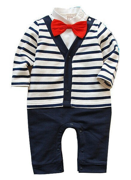 Keelorn Baby boy clothes Autumn male baby cotton gentleman bow tie long-sleeved shorts babys clothing sets One-piece romper - CelebritystyleFashion.com.au online clothing shop australia