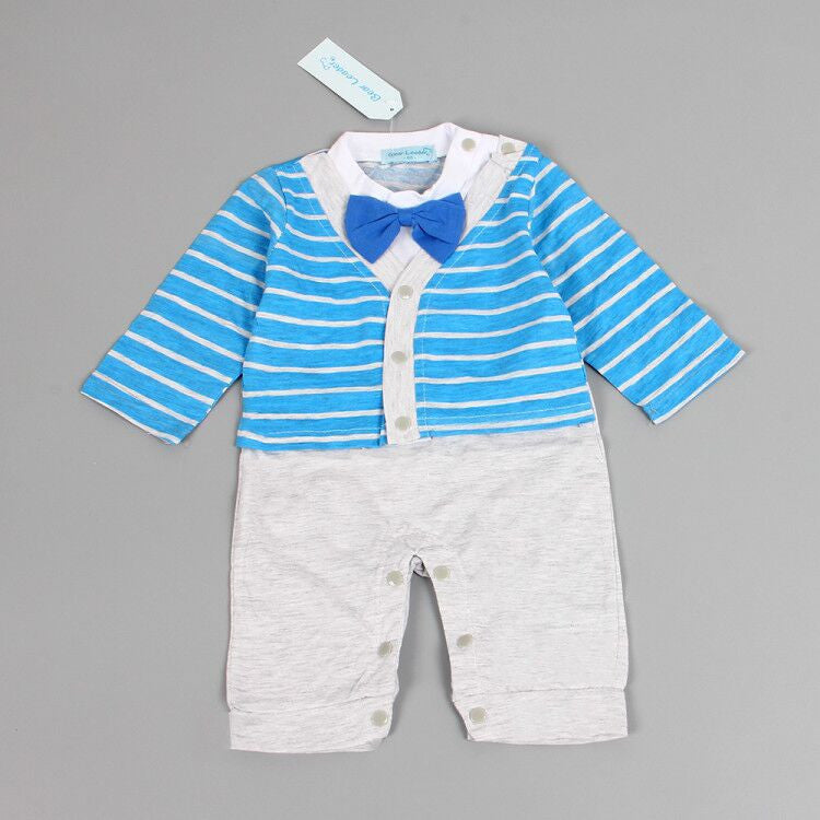 Keelorn Baby boy clothes Autumn male baby cotton gentleman bow tie long-sleeved shorts babys clothing sets One-piece romper - CelebritystyleFashion.com.au online clothing shop australia