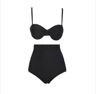 retro black swimsuit underwire push up high waist bikini set sexy women swimwear high waist bathing suits biquni - CelebritystyleFashion.com.au online clothing shop australia
