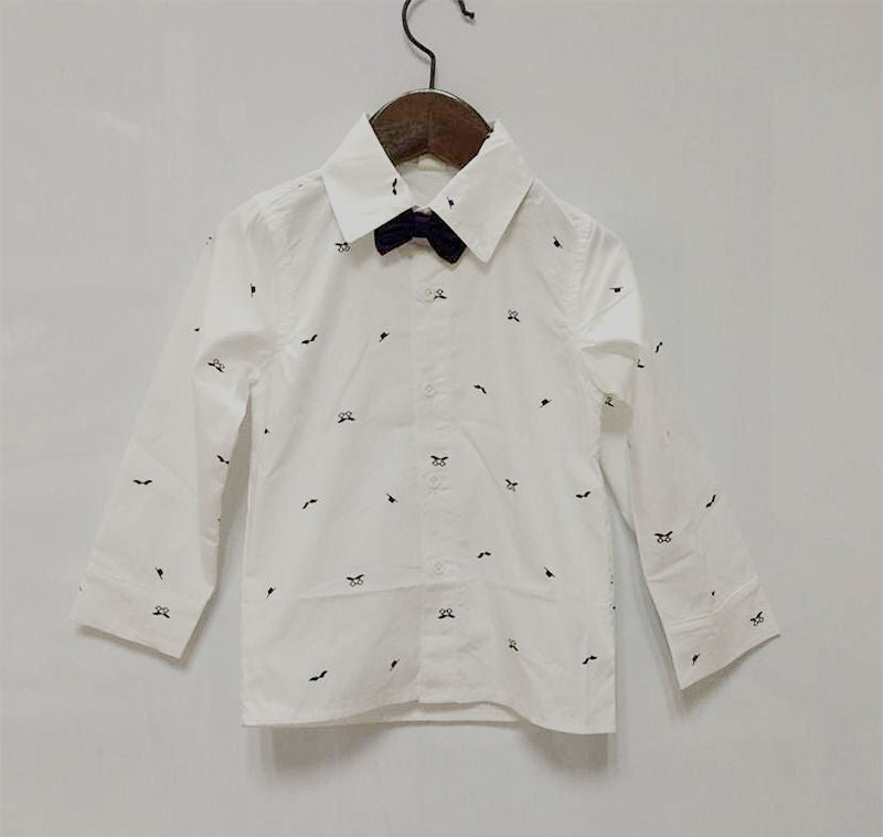 Children Clothing Brand Fashion Full Printed Bow Tie Kids Clothes Gentleman Boys Shirts for 2-10 Years - CelebritystyleFashion.com.au online clothing shop australia