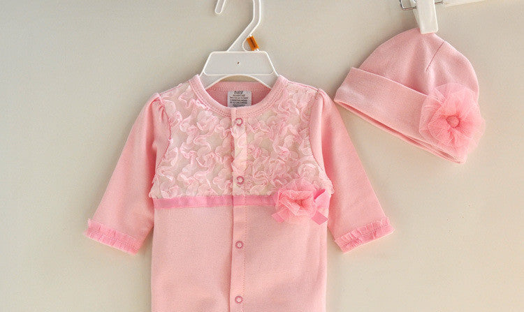 Princess Style Newborn Baby Girl Clothes Girls Lace Rompers+Hats Baby Clothing Sets Infant Jumpsuit Gifts - CelebritystyleFashion.com.au online clothing shop australia