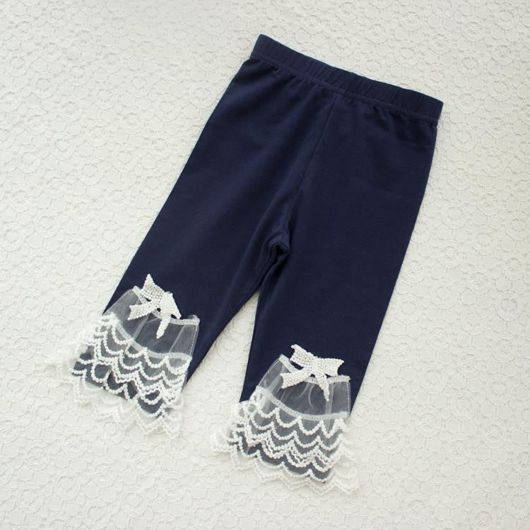 Girls Leggings Summer Style Children's Clothing Calf-length Baby Mesh Spliced Bow Lace Leggings Kid's Pants, Size 100-150 - CelebritystyleFashion.com.au online clothing shop australia