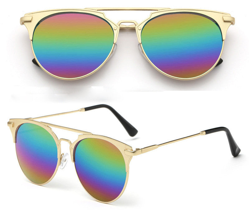 Pink Vintage ladies Women Sunglasses round Fashion Luxury flat mirror sun glasses Sunglasses for women Oculos De Sol Feminino - CelebritystyleFashion.com.au online clothing shop australia