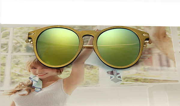 RFOLVE Newly Round Women Sun glasses Fashion Brand Design Imitation Wood Frame Sun glasses Oculos de Sol Masculino UV400 - CelebritystyleFashion.com.au online clothing shop australia