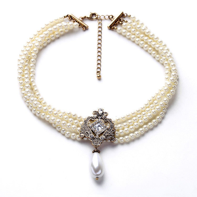 Party Dazzle Noble Multilayer Beads Chain Romantic Choker Necklace Simulated Pearl Necklace Fashion Jewelry - CelebritystyleFashion.com.au online clothing shop australia