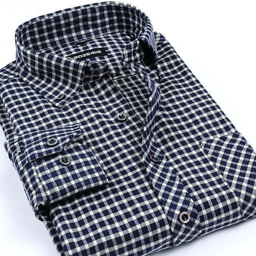 Fashion Casual Grid long-sleeved mens plaid shirts, Fashion Leisure styles lim fit flannel shirt - CelebritystyleFashion.com.au online clothing shop australia