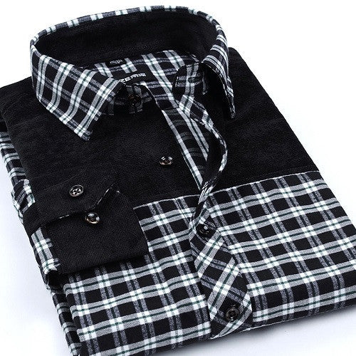 Fashion Casual Grid long-sleeved mens plaid shirts, Fashion Leisure styles lim fit flannel shirt - CelebritystyleFashion.com.au online clothing shop australia